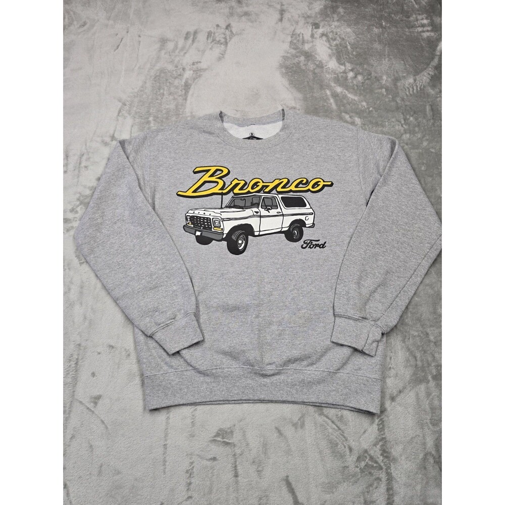Ford Bronco Sweatshirt Mens S Gray Pullover Fleece Crewneck Graphic Tagless